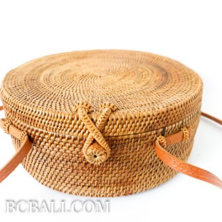 Large size circle handbag ata grass rattan hand woven handmade bali